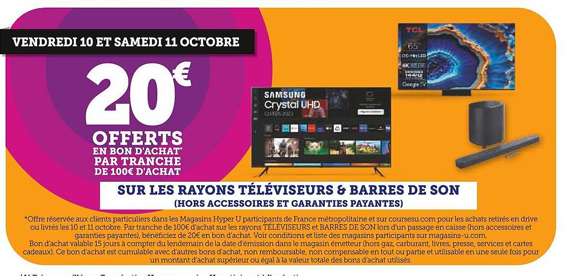 20€ OFFERTS EN BON D’ACHAT PAR TRANCHE DE 100€ D’ACHAT