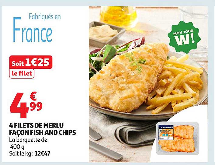 4 FILETS DE MERLU FAÇON FISH AND CHIPS