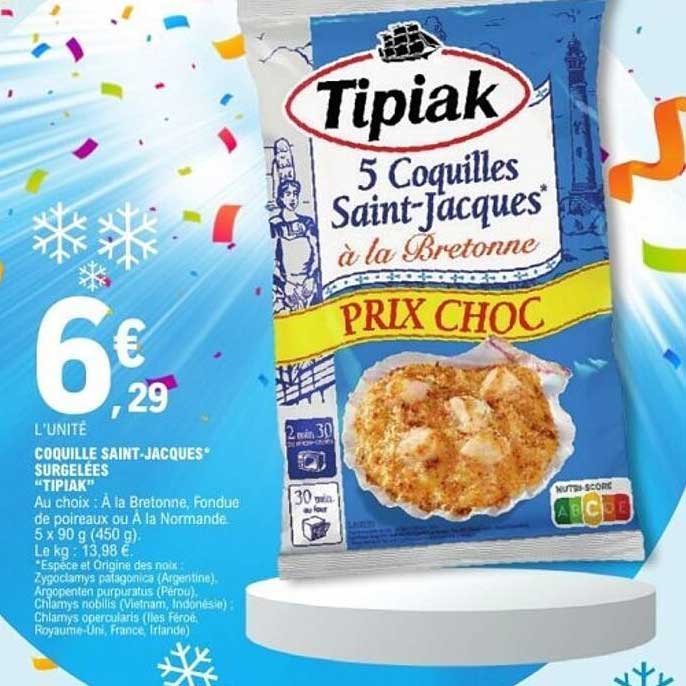 5 Coquilles Saint-Jacques surgelées "Tipiak"