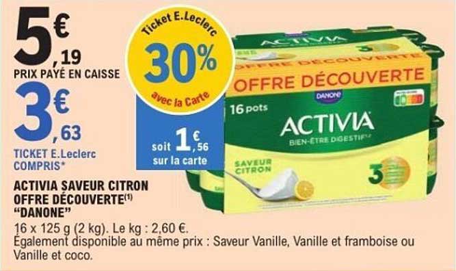 ACTIVIA SAVEUR CITRON OFFRE DÉCOUVERTE "DANONE"