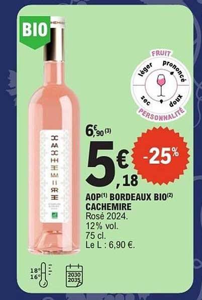 AOP BORDEAUX BIO CACHEMIRE Rosé 2024