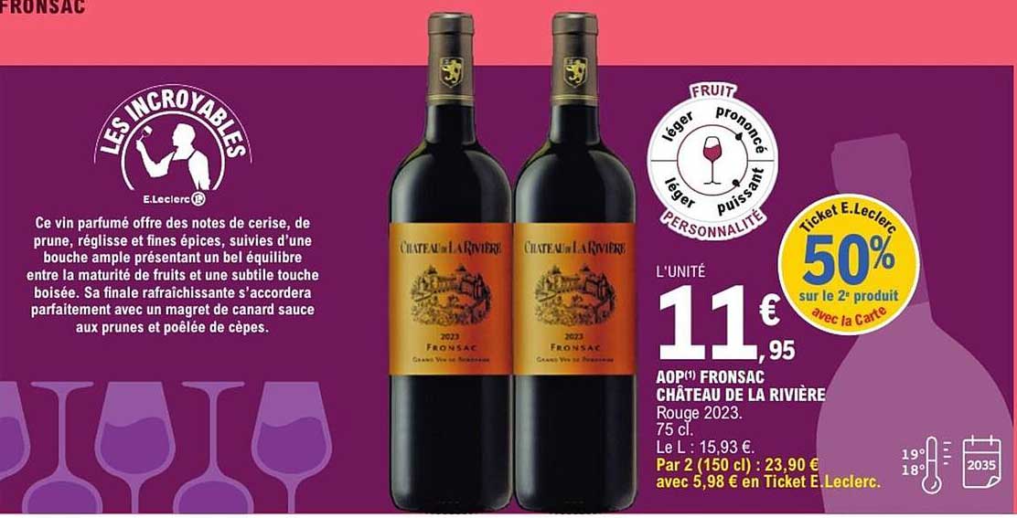 AOP(*) FRONSAC CHÂTEAU DE LA RIVIÈRE Rouge 2023