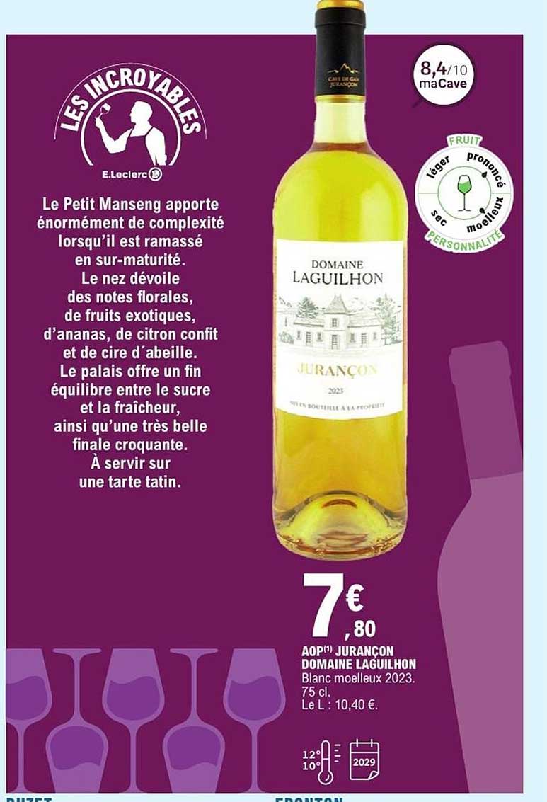 AOP Jurançon Domaine Laguilhon Blanc moelleux 2023