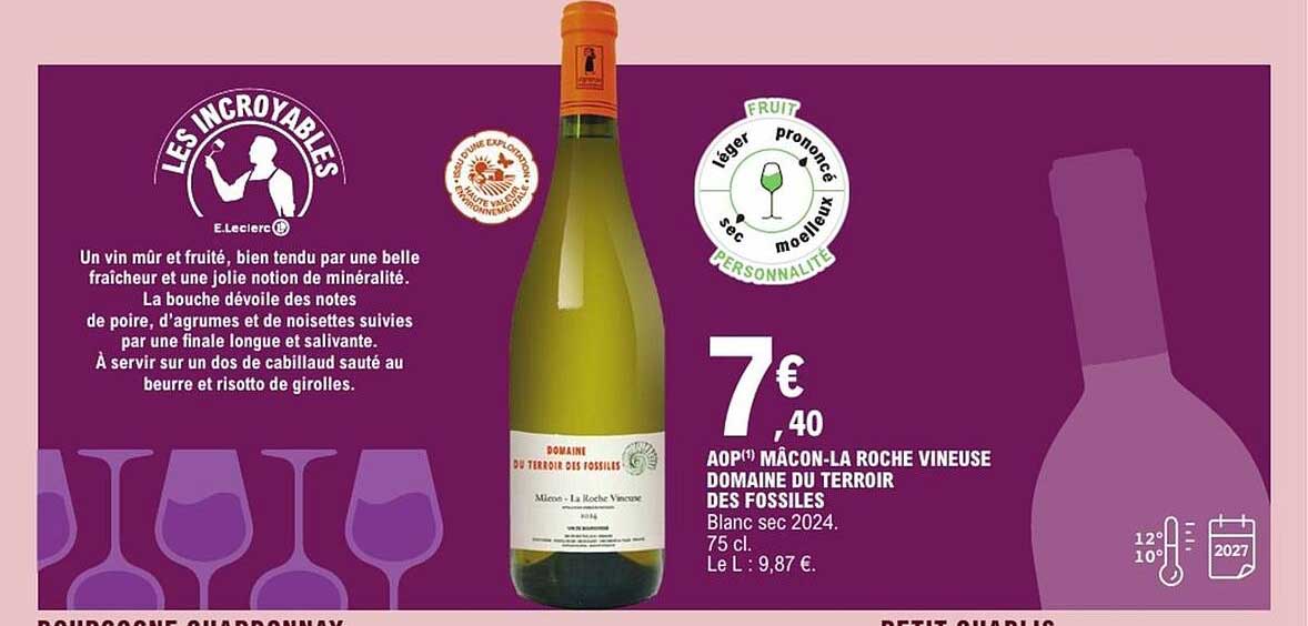 AOP MÂCON-LA ROCHE VINEUSE DOMAINE DU TERROIR DES FOSSILES