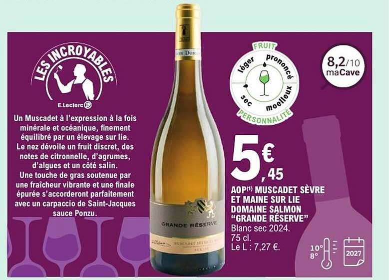 AOP Muscadet Sèvre et Maine sur Lie Domaine Salmon "Grande Réserve"