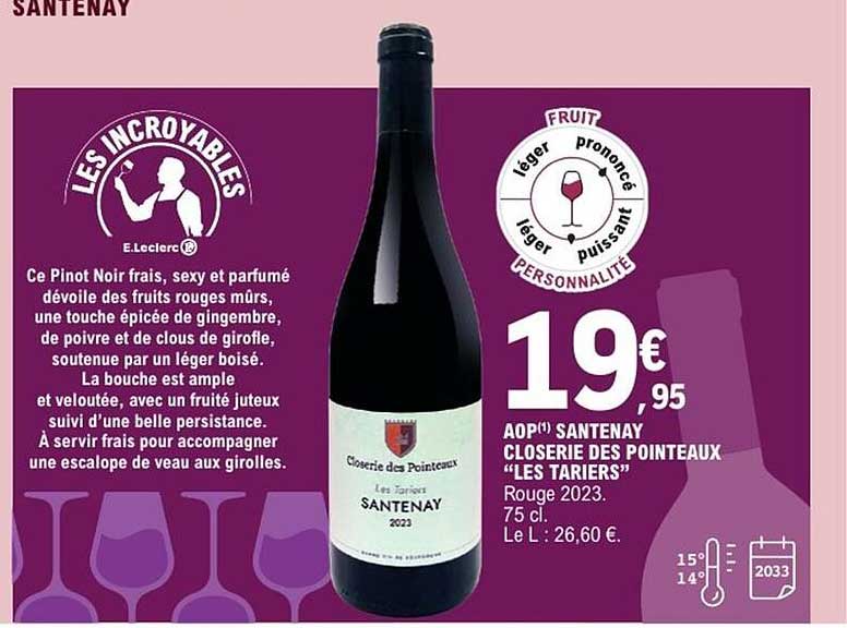 AOP(*) Santenay Closerie des Pointeaux "Les Tarriers" 2023
