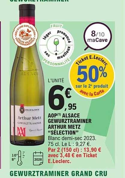 AOP(1) ALSACE GEWURZTRAMINER ARTHUR METZ “SÉLECTION”