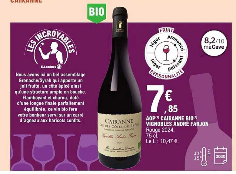 AOP(1) CAIRANNE BIO(2) VIGNOBLES ANDRÉ FARJON