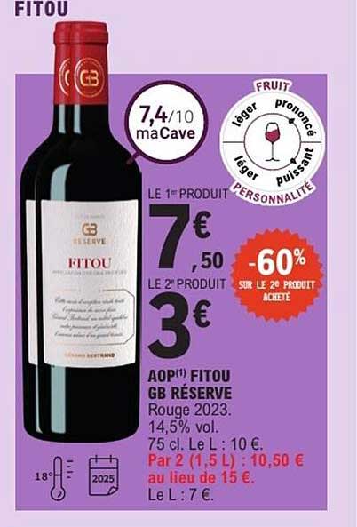 AOP(1) FITOU GB RÉSERVE Rouge 2023