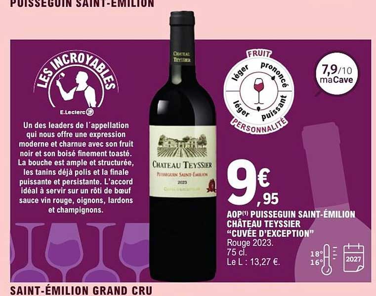 AOP(1) PUSSAGEUIN SAINT-ÉMILION CHÂTEAU TEYSSIER "CUVÉE D'EXCEPTION"