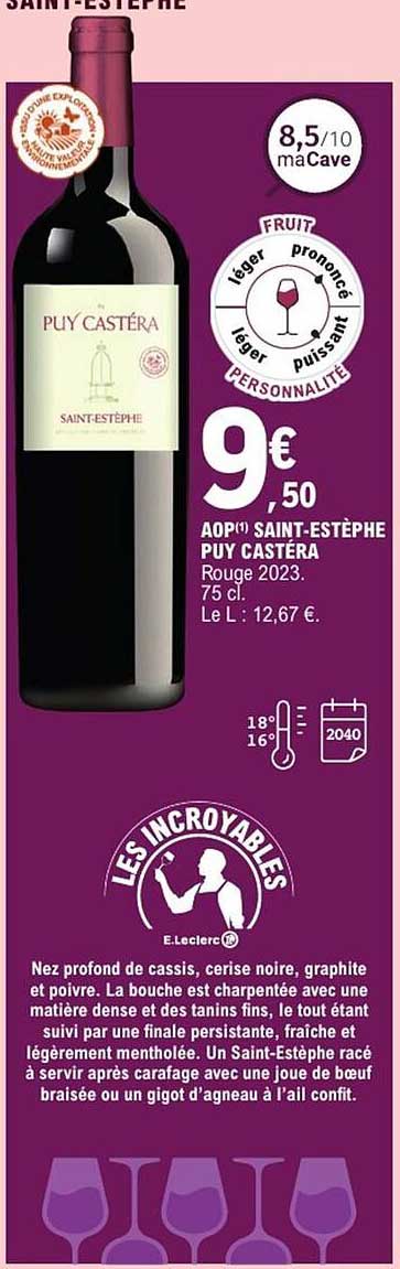 AOP(1) SAINT-ESTÈPHE PUY CASTÉRA Rouge 2023.