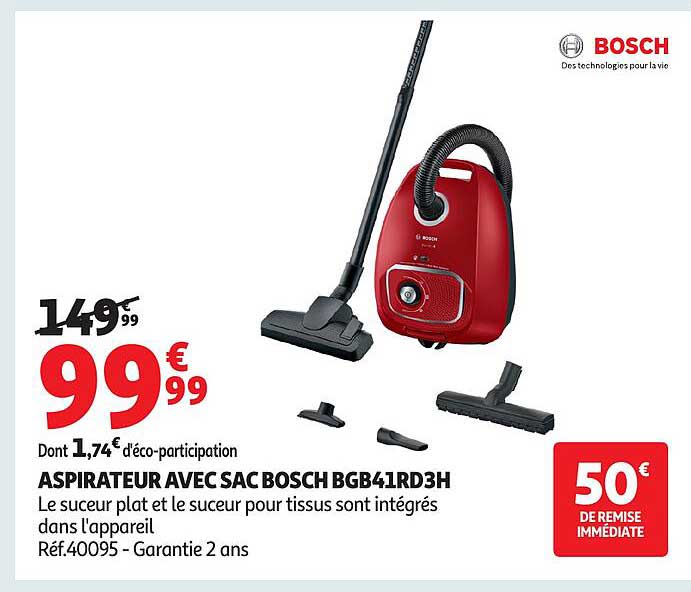 ASPIRATEUR AVEC SAC BOSCH BGB41RD3H