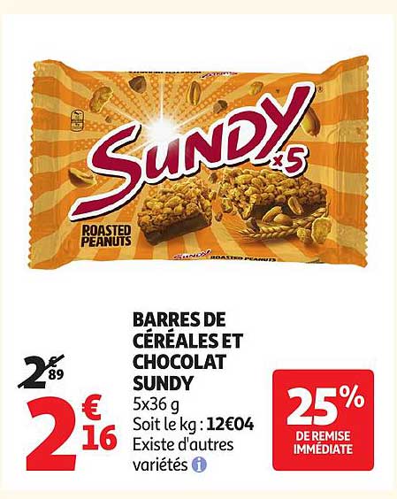 BARRES DE CÉRÉALES ET CHOCOLAT SUNDY