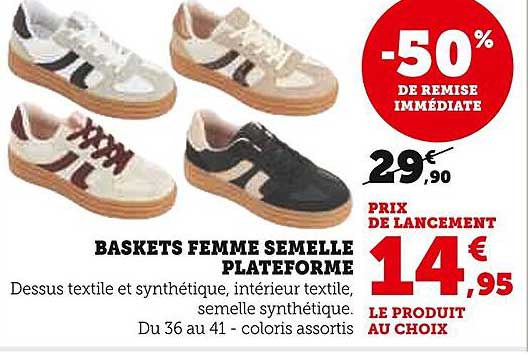 BASKETS FEMME SEMELLE PLATEFORME