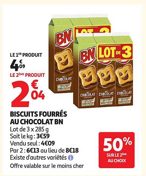 Biscuits fourrés au chocolat BN