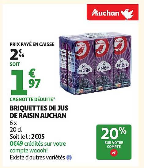BRIQUETTES DE JUS DE RAISIN AUCHAN