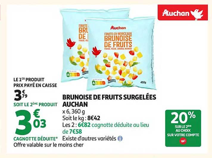 BRUNOISE DE FRUITS SURGELÉES AUCHAN