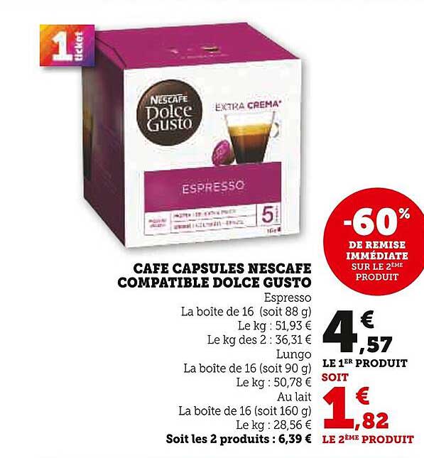 CAFE CAPSULES NESCAFE COMPATIBLE DOLCE GUSTO