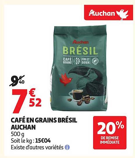 CAFÉ EN GRAINS BRÉSIL AUCHAN