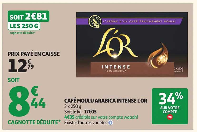 Café moulu Arabica Intense L'Or