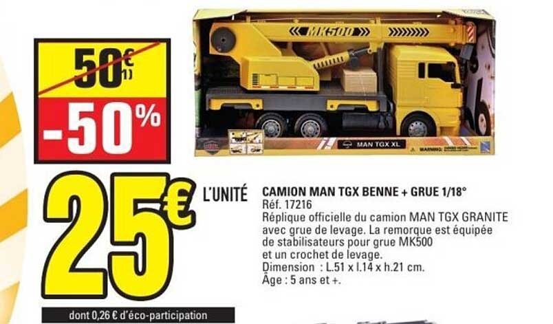 CAMION MAN TGX BENNE + GRUE 1/18°