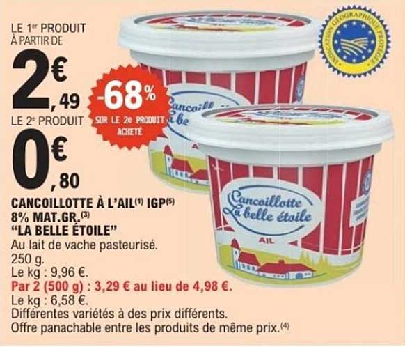 Cancolliotte à l'ail IGP "La Belle Étoile"