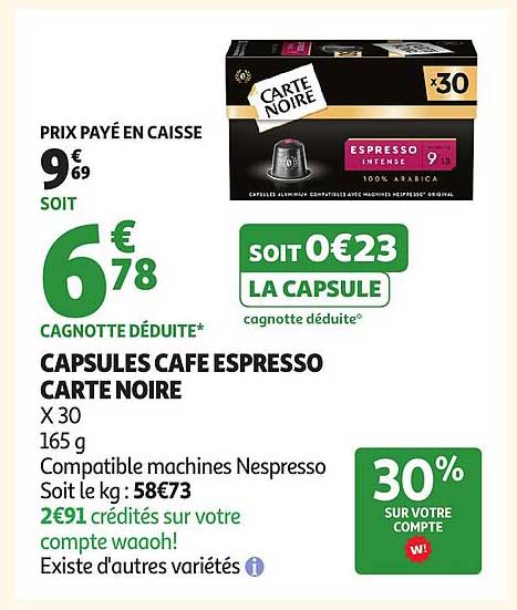 CAPSULES CAFE ESPRESSO CARTE NOIRE