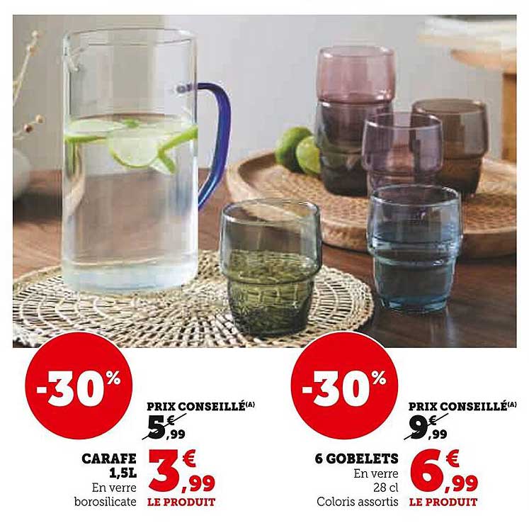 CARAFE 1,5L En verre borosilicaté