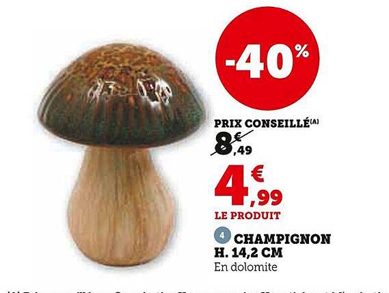 Champignon H. 14,2 cm En dolomite