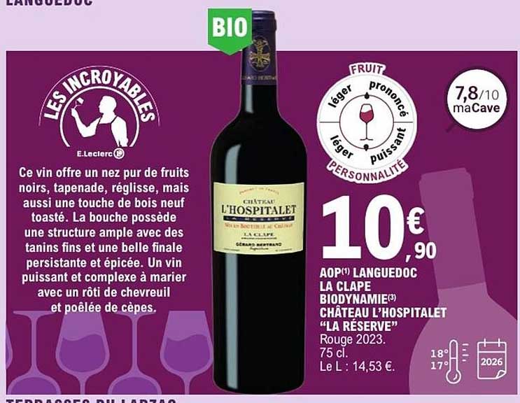 Château L'Hospitalet "La Réserve" Rouge 2023