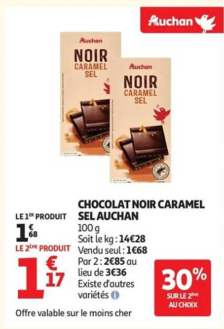 CHOCOLAT NOIR CARAMEL SEL AUCHAN