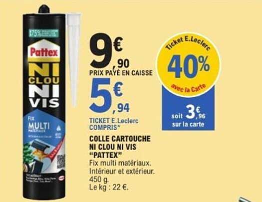 COLLE CARTOUCHE NI CLOU NI VIS "PATTEX"