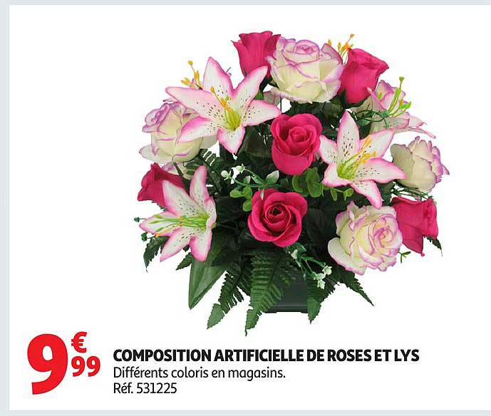 COMPOSITION ARTIFICIELLE DE ROSES ET LYS