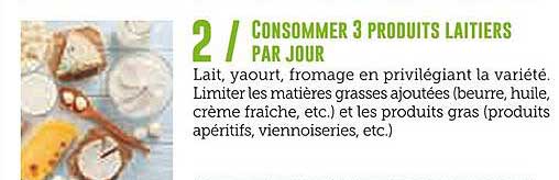 CONSUMMER 3 PRODUITS LAITIERS PAR JOUR