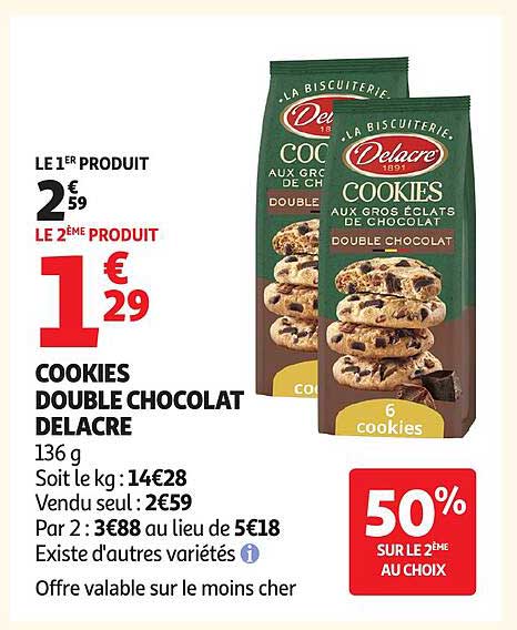 COOKIES DOUBLE CHOCOLAT DELACRE