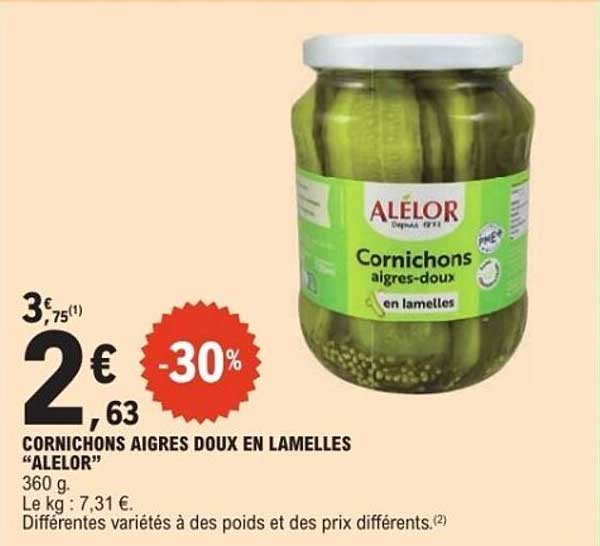 CORNICHONS AIGRES DOUX EN LAMELLES “ALELOR”