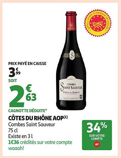 CÔTES DU RHÔNE AOP Combes Saint Sauveur 75 cl