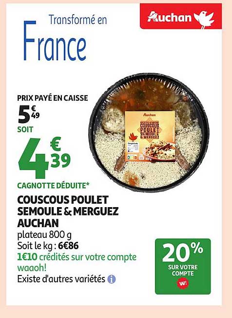 Couscous Poulet Semoule & Merguez Auchan