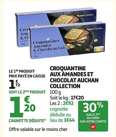 CROQUANTINE AUX AMANDES ET CHOCOLAT AUCHAN COLLECTION