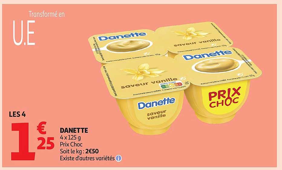 DANETTE 4 x 125 g saveur vanille