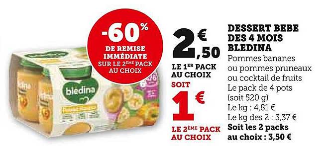 DESSERT BEBE DES 4 MOIS BLEDINA