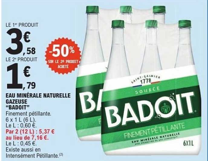 EAU MINÉRALE NATURELLE GAZEUSE 'BADDOIT'