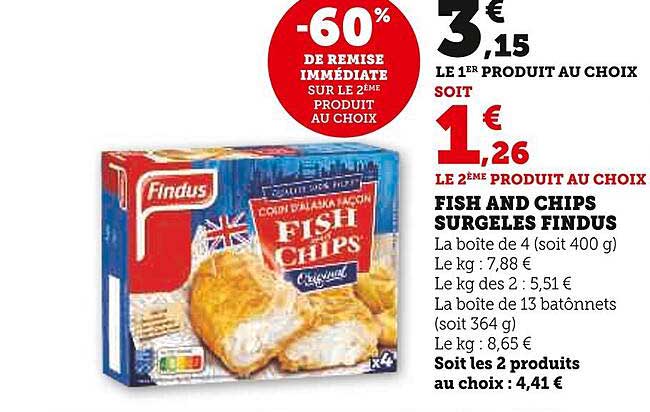 FISH AND CHIPS SURGELES FINDUS