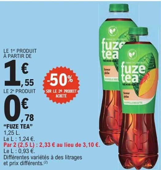 FUZE TEA - 50% sur le 2ème produit acheté