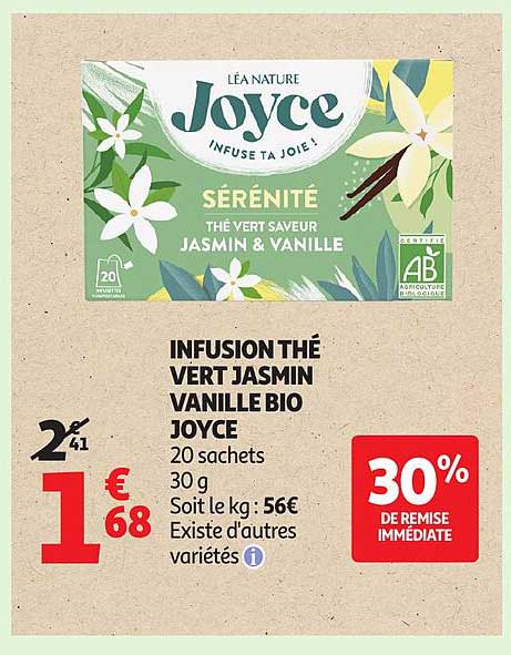 INFUSION THÉ VERT JASMIN VANILLE BIO JOYCE