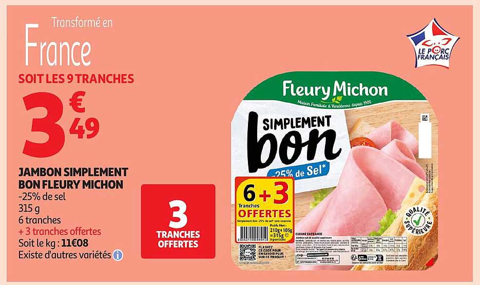 JAMBON SIMPLEMENT BON FLEURY MICHON