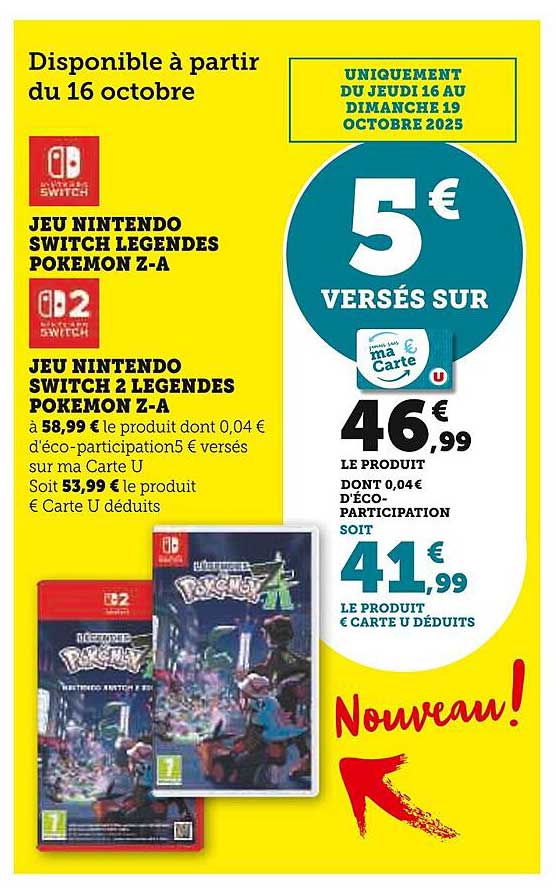 JEU NINTENDO SWITCH 2 LEGENDES POKEMON Z-A