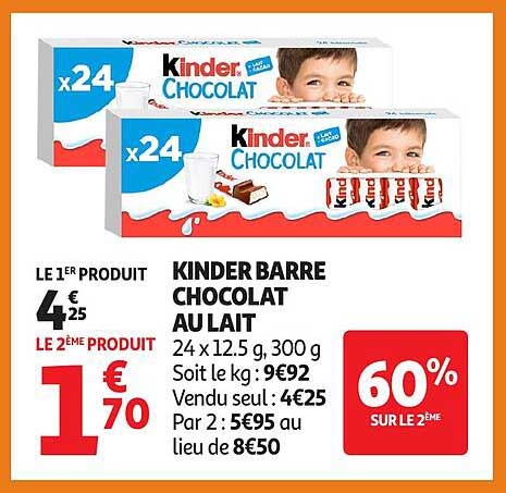 KINDER BARRE CHOCOLAT AU LAIT
