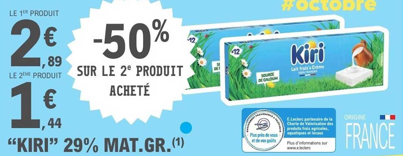 Kiri -50% sur le 2ème produit acheté