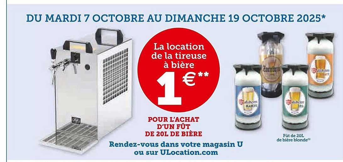 La location de la tireuse à bière 1 €
